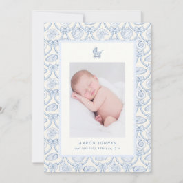 Preppy Couquette Kust Baby Födelse Tillkännagivand Inbjudningar
