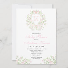 Preppy Crest Baby Shower Inbjudan