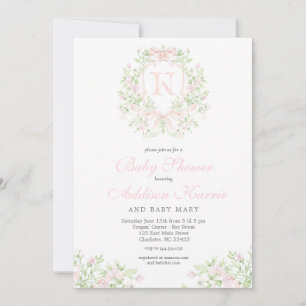 Preppy Crest Baby Shower Inbjudan