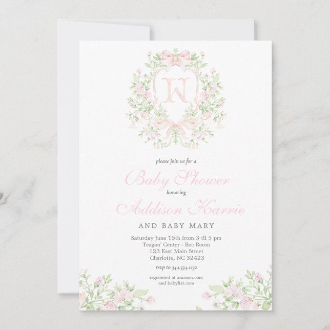Preppy Crest Baby Shower Inbjudan (Framsida)