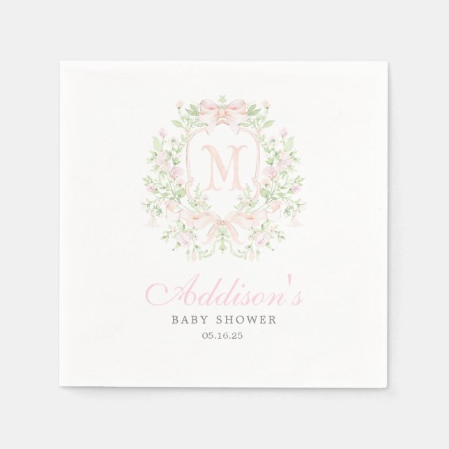Preppy Crest Baby Shower Inbjudan Pappersservett (Framsidan)