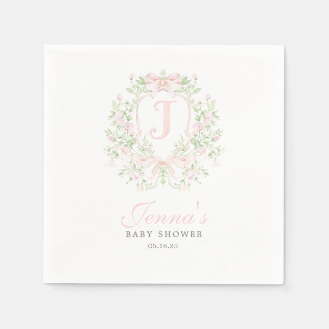 Preppy Crest Baby Shower Invitation Pappersservett (Framsidan)