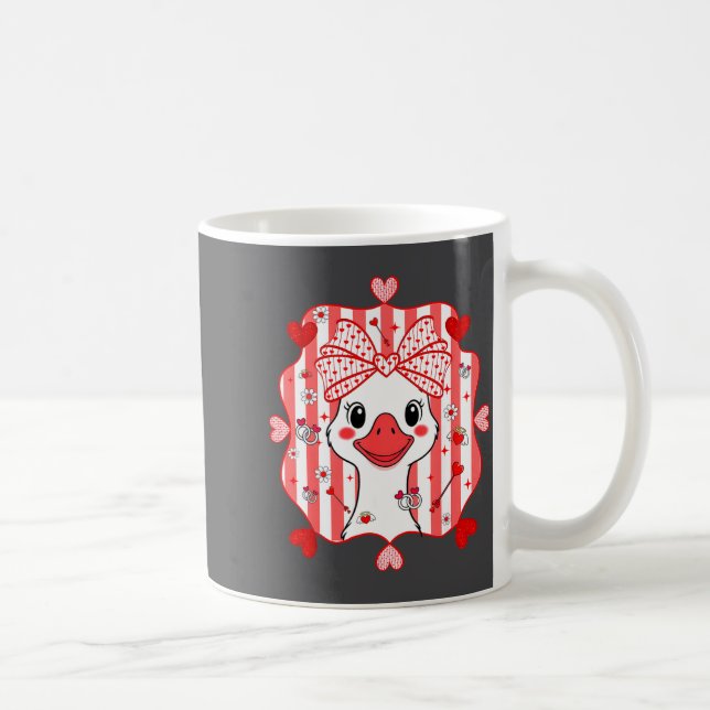 Preppy Cute Goose Coquette Bow Valentine's Day Wom Kaffemugg (Höger)