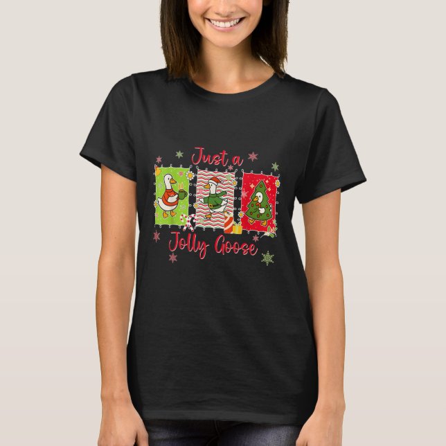 Preppy Cute Just A Jolly Goose Merry Goosemas Chri T Shirt (Framsida)