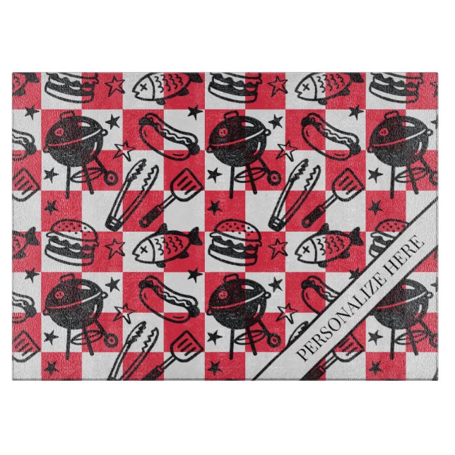 Preppy Dad Grilling Pattern – BBQ Doodles (Check) (Framsidan)