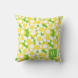 Preppy Daisy Blommar – Gula & Lime Monogram Kudde