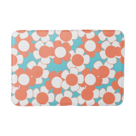 Preppy Daisy Bloom – Coral & Turquoise Badrumsmatta
