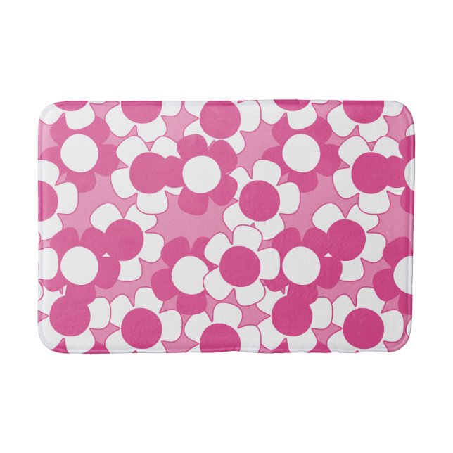 Preppy Daisy Bloom – varmröd och rosa  Badrumsmatta (Framsidan)