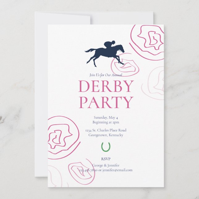 Preppy Derby Party Inbjudningar (Framsida)