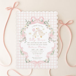 Preppy Dum Goose Rosa Bow Tjej Baby Shower Inbjudningar
