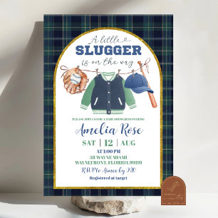 Preppy en liten slugger baseboll Baby Shower Inbju Inbjudningar