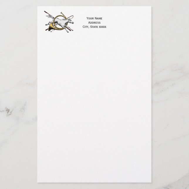 Preppy Equestrian Horse Jumping through Horn Färg Brevpapper (Framsida)