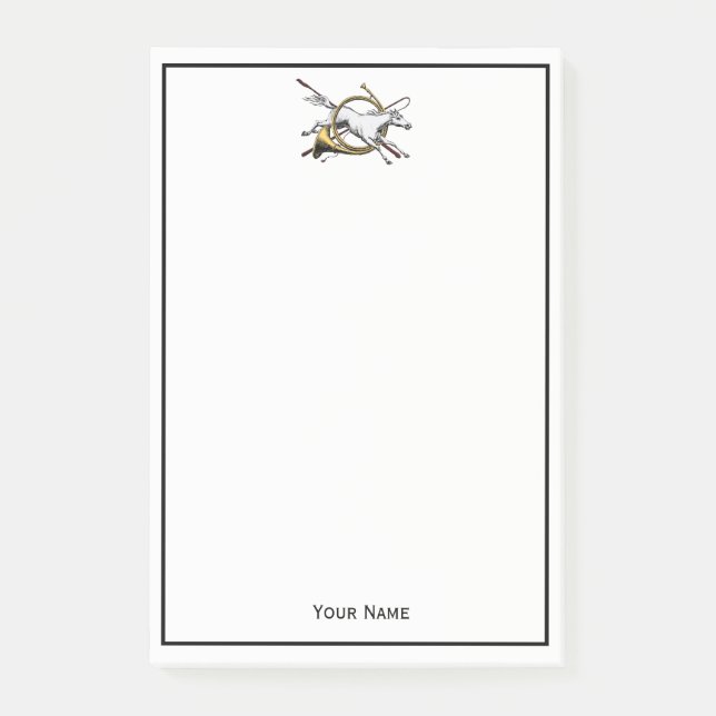 Preppy Equestrian Horse Jumping through Horn Färg Post-it Block (Framsida)