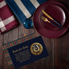 Preppy Equestrian Horseshoe Blue Bokar för Baby Tilläggskort