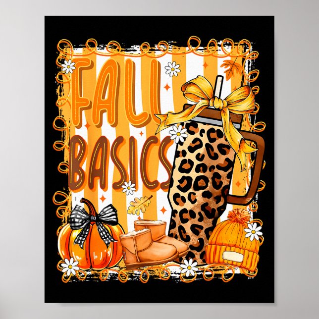 Preppy Fall Basics Coquette Bow Pumpkin Autumn Wom Poster (Framsidan)