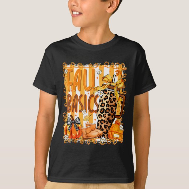 Preppy Fall Basics Coquette Bow Pumpkin Autumn Wom T Shirt (Framsida)