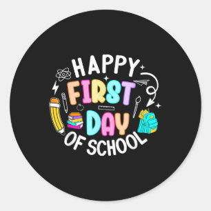 Preppy First Day of School Teacher Back to school Runt Klistermärke