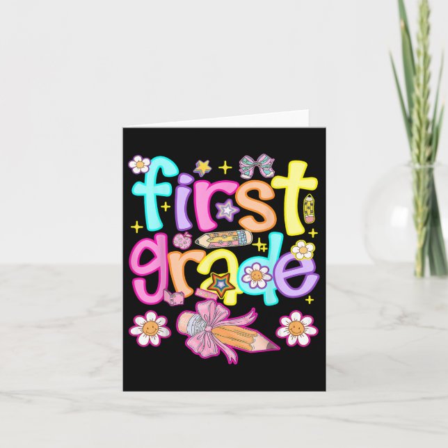 Preppy First Klass Back to school 1st Klass Girl B Kort (Framsida)