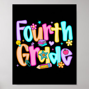 Preppy Fjärde Klass Back To School 4:e Klass Lärar Poster