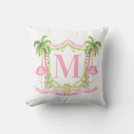 Preppy Flamingo Christmas Crest Kudde