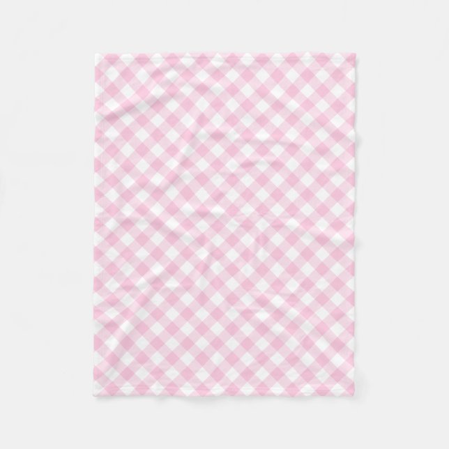 Preppy flickaktigt rosa Ginghamplädmönster Fleecefilt (Framsidan)