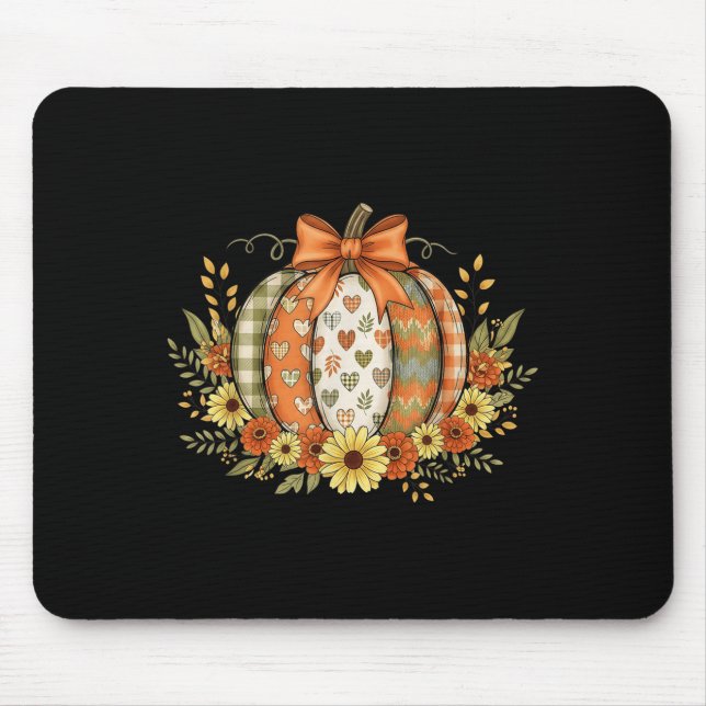 Preppy Floral Fall Pumpkin Lace Coquette Bow Hallo Musmatta (Framsidan)