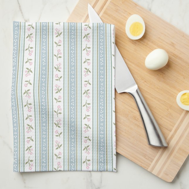 Preppy Floral Stripe Kitchen Towel Kökshandduk (Vikt i Fjärdedel)
