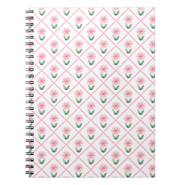 Preppy floral trellis grandmillenial anteckningsbok (Framsidan)