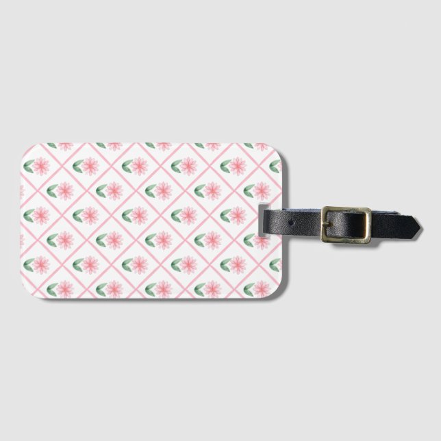 Preppy floral trellis grandmillenial bagagebricka (Framsida horisontal)