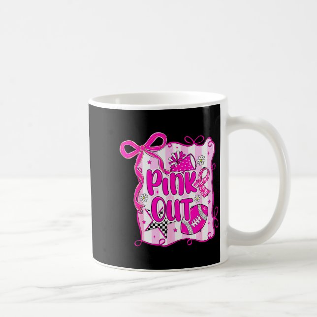 Preppy Football Nk Out Coquette Breast Cancer Chee Kaffemugg (Höger)