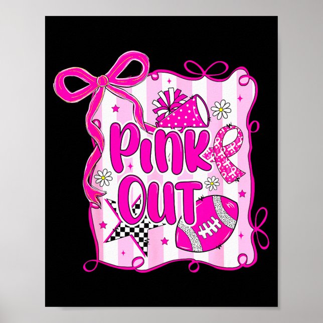Preppy Football Nk Out Coquette Breast Cancer Chee Poster (Framsidan)