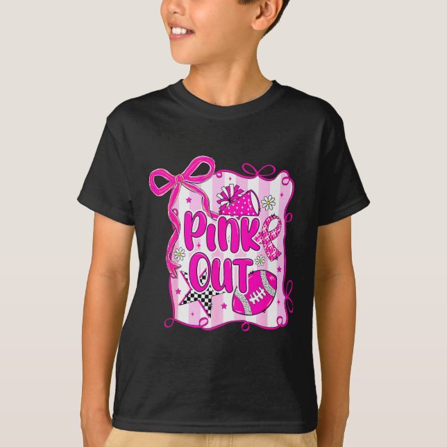 Preppy Football Nk Out Coquette Breast Cancer Chee T Shirt (Framsida)