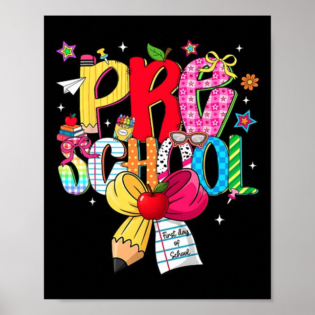Preppy förskole dröm lag tillbaka till skolan lära poster (Framsidan)