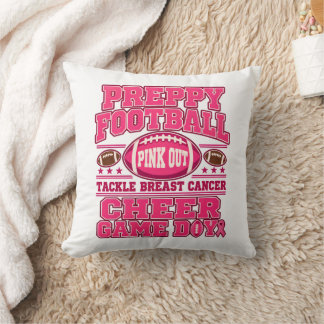 Preppy fotboll rosa ut tackle bröstcancer fans kudde