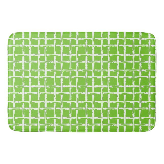 Preppy fyrkantigt gitter – Koordinerande Lime Badrumsmatta (Framsidan)