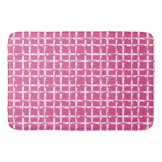 Preppy fyrkantigt gitter – Samordnande het rosa Badrumsmatta (Framsidan)