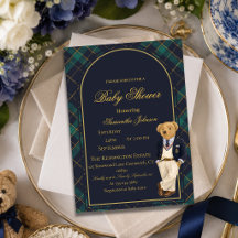 Preppy gammaldags teddybjörn baby shower