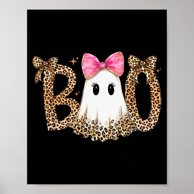 Preppy Ghost Boo,leopard Soky Coquette,halloween F Poster (Framsidan)