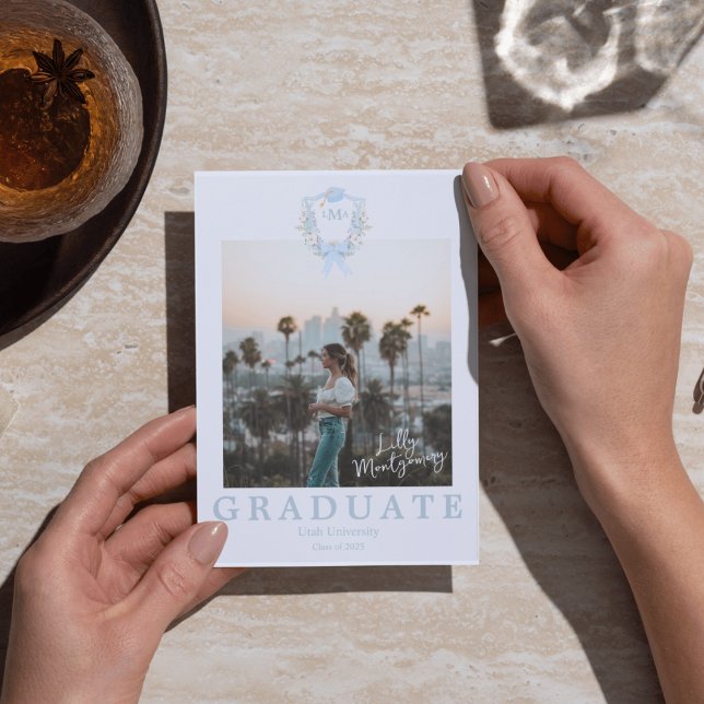 Preppy Gingham Studenten Photo Announcement Inbjudningar (Skapare uppladdad)