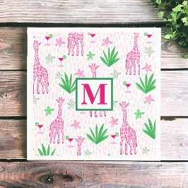 Preppy Giraffer Cosmopolitans Monogram Pappersservett