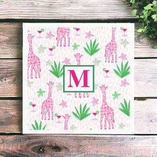 Preppy Giraffer Cosmopolitans Monogram Pappersservett