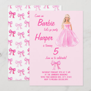 Preppy Girl Doll Birthday Coquette Inbjudningar