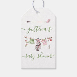 Preppy Girl Golf Baby Shower Clothesline Presentetikett