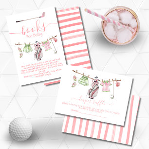Preppy Girl Golf clothesline Diaper Raffle Card Inbjudningar