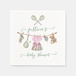 Preppy Girl Tennis Baby Shower Clothesline Pappersservett