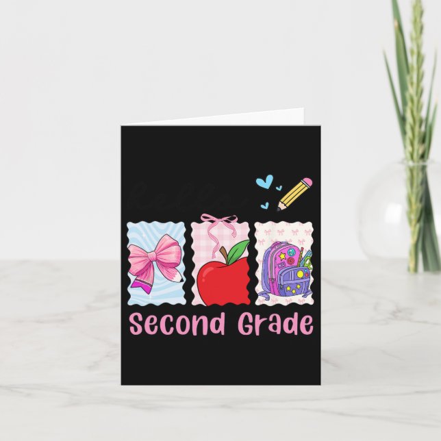 Preppy Girly Back to school Hej Second Klass Tea Kort (Framsida)