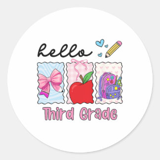 Preppy Girly Ck Till Skolan Hej Tredje Klass Lärar Runt Klistermärke