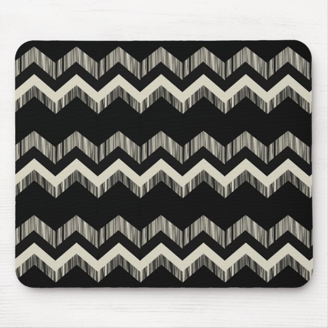 Preppy Girly Mönster Black och Grått Chevron Musmatta (Framsidan)