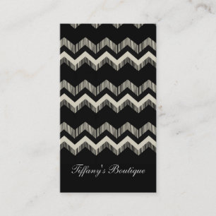 Preppy Girly Mönster Black och Grått Chevron Visitkort
