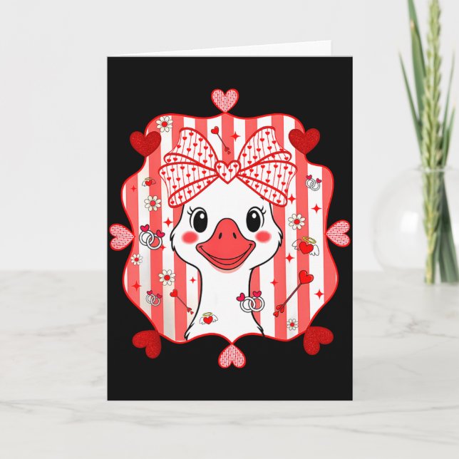 Preppy Girly Silly Gooses Ankdamn Couples Valen Kort (Framsida)
